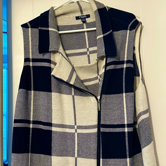 Chaps Asymmetrical Zipper Vest - Navy 1X - Picture 8 of 8